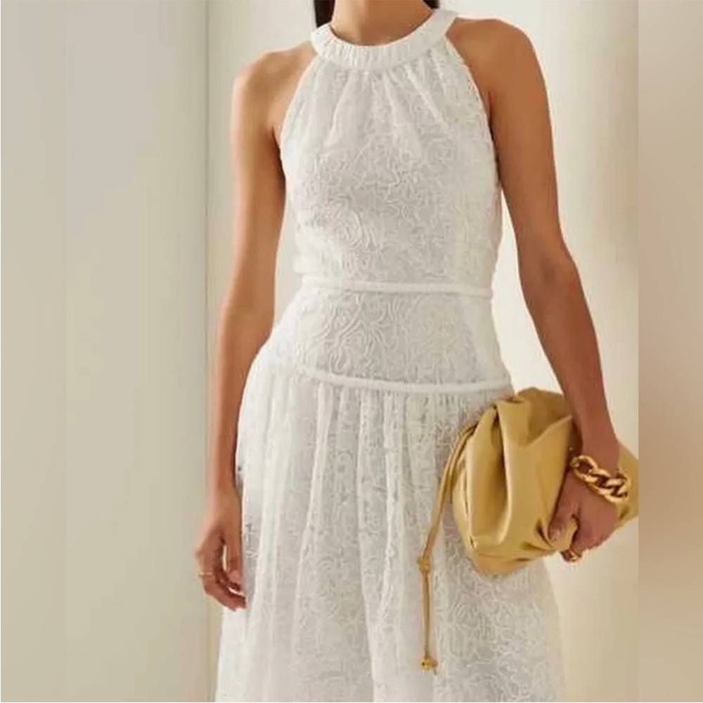 JONATHAN SIMKHAI Gabriela Ivory Lace Midi Dress - Picture 2 of 12